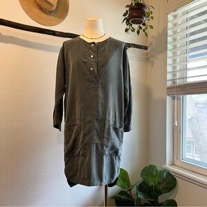 GAP Sage Green Linen Blend Utility Pockets Slip on Summer Dress Small